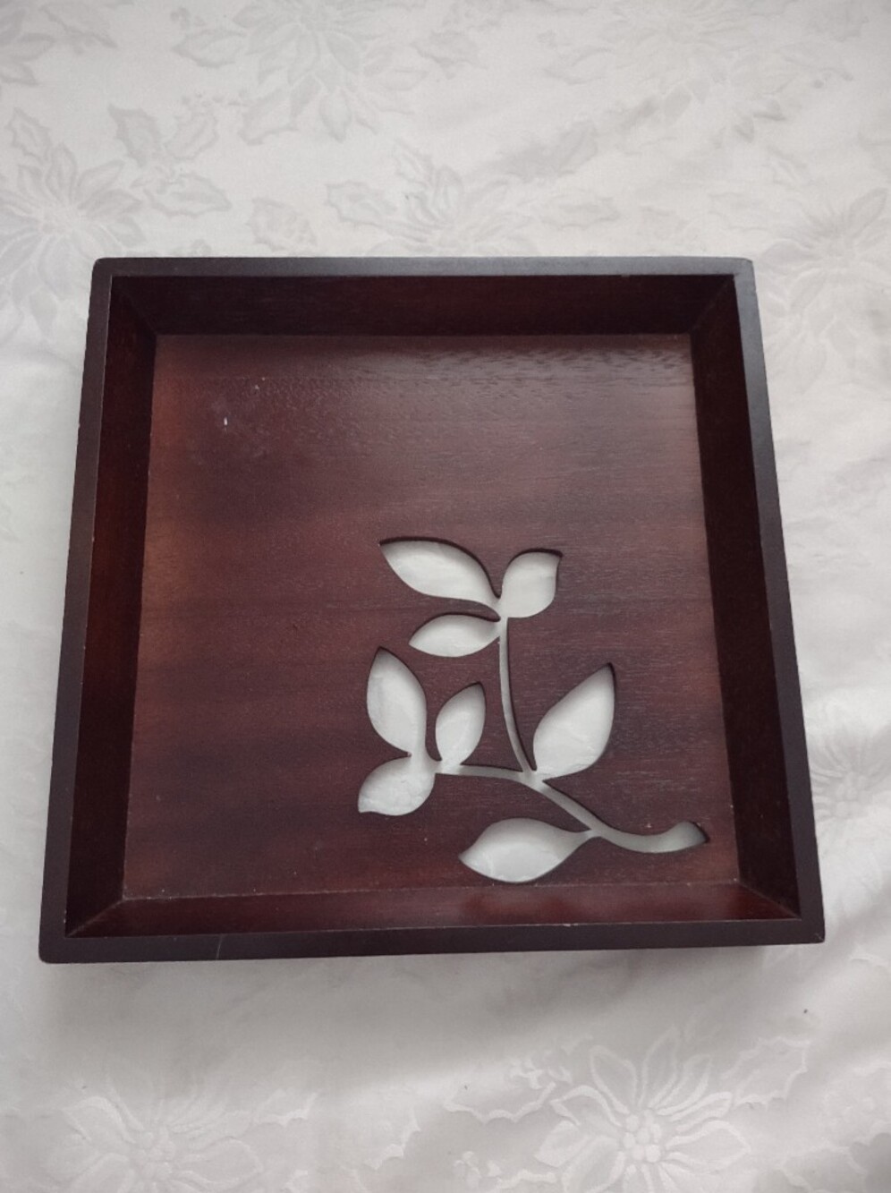 Wood Tray With Flower Cutout